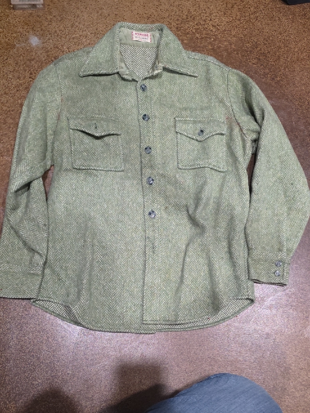 McGregor Vintage Light Green Herringbone Wool Shirt Jacket